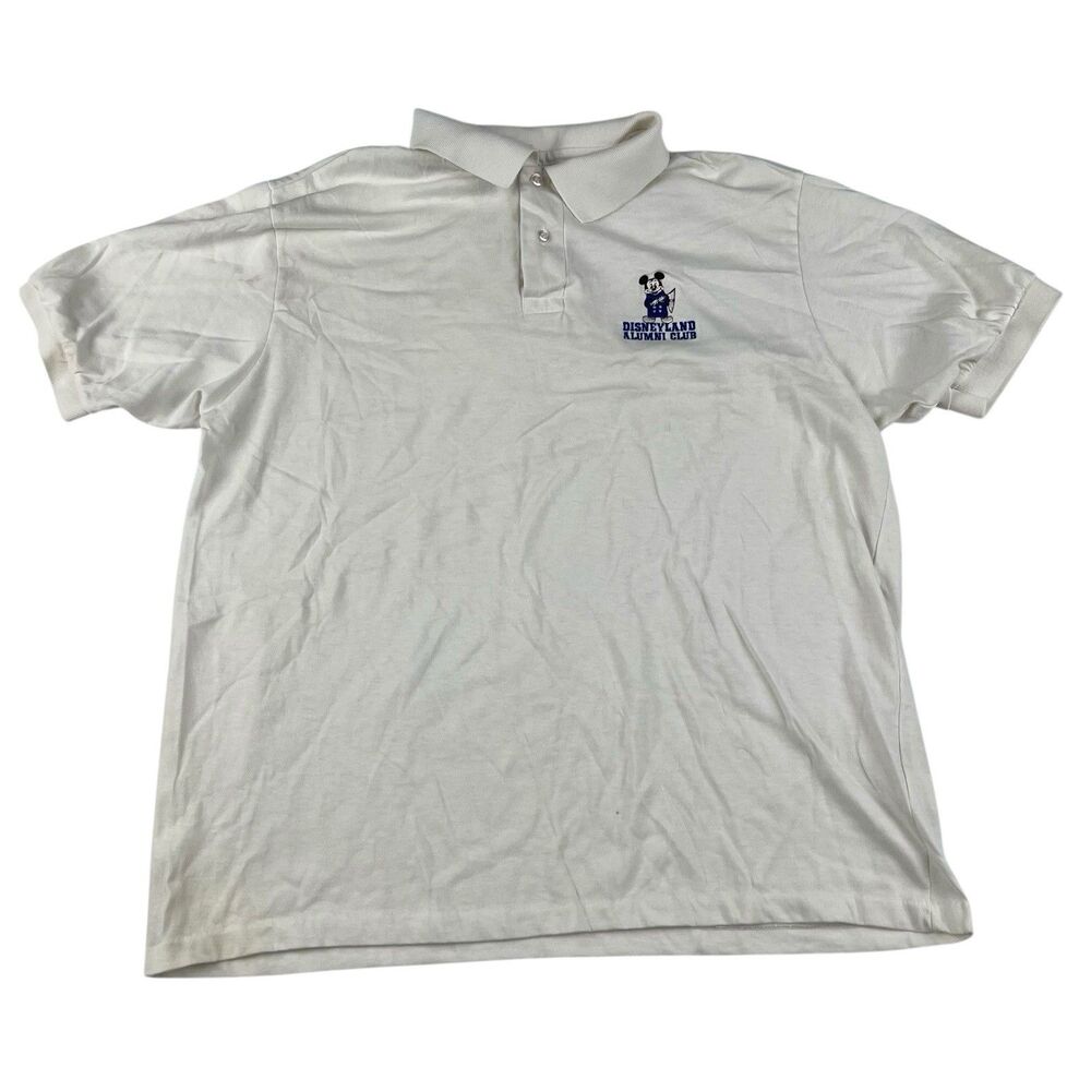 Vintage Disneyland Alumni Club Mickey Mouse Polo Shirt Size White Disneywear XL